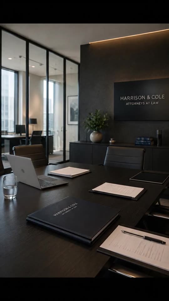 A law firm conference room prepared for a client signing